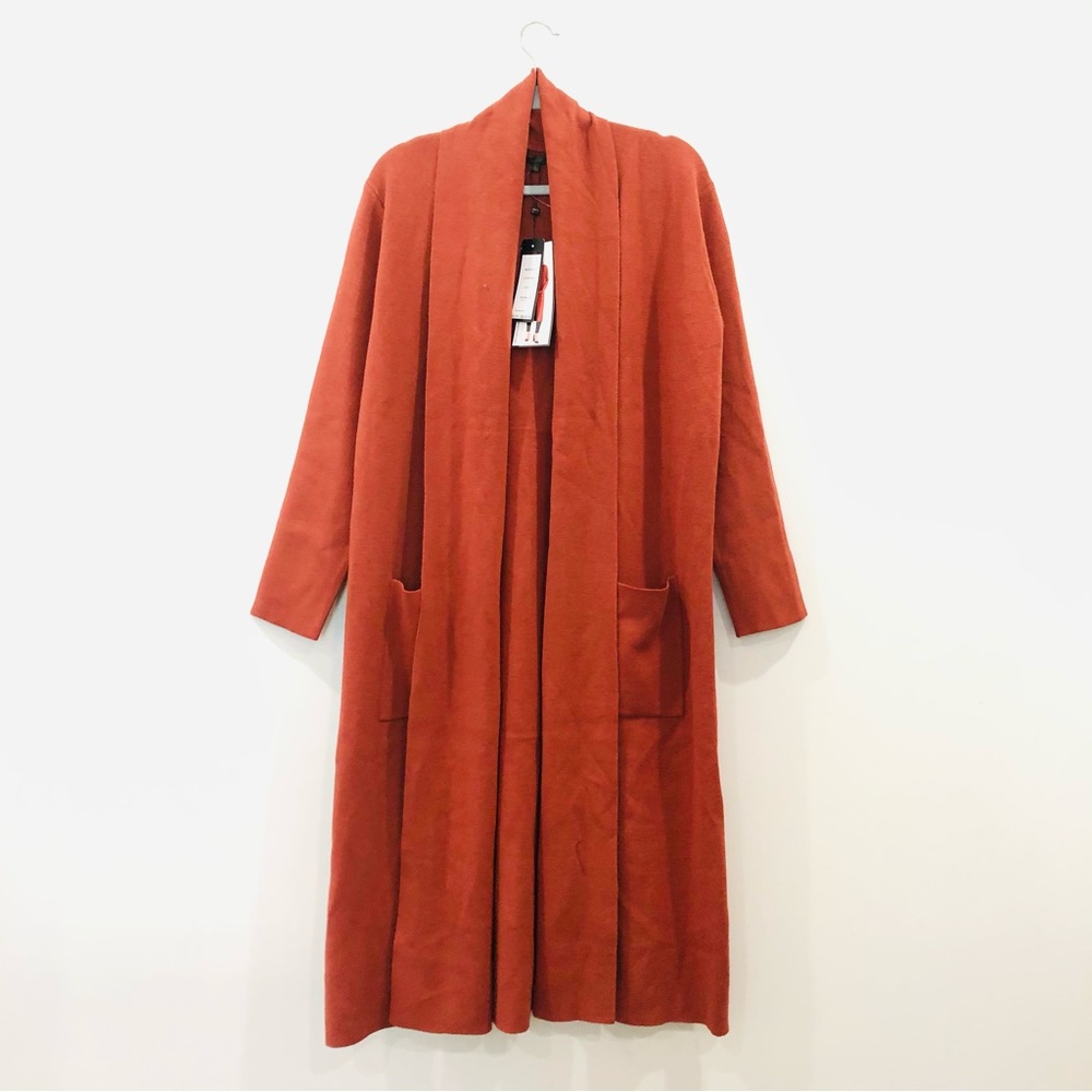 Max Sport Long Cardigan Duster Open Front Sweater w/ Pockets Size Large